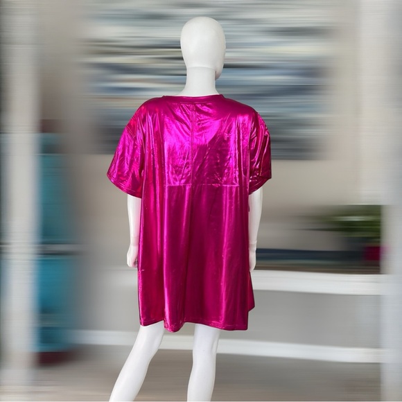 FANTASTIC FAWN metallic fuchsia star dress M L - Picture 9 of 11